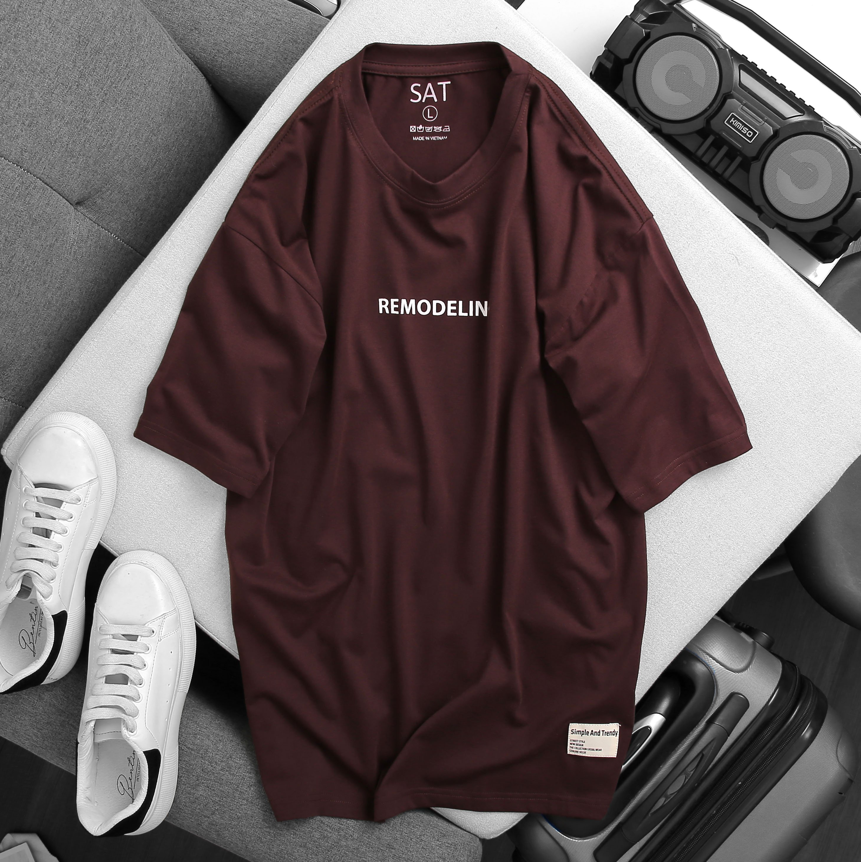 [HCM]Áo Unisex Remodeling Màu Nho Cotton Cao Cấp - SAT