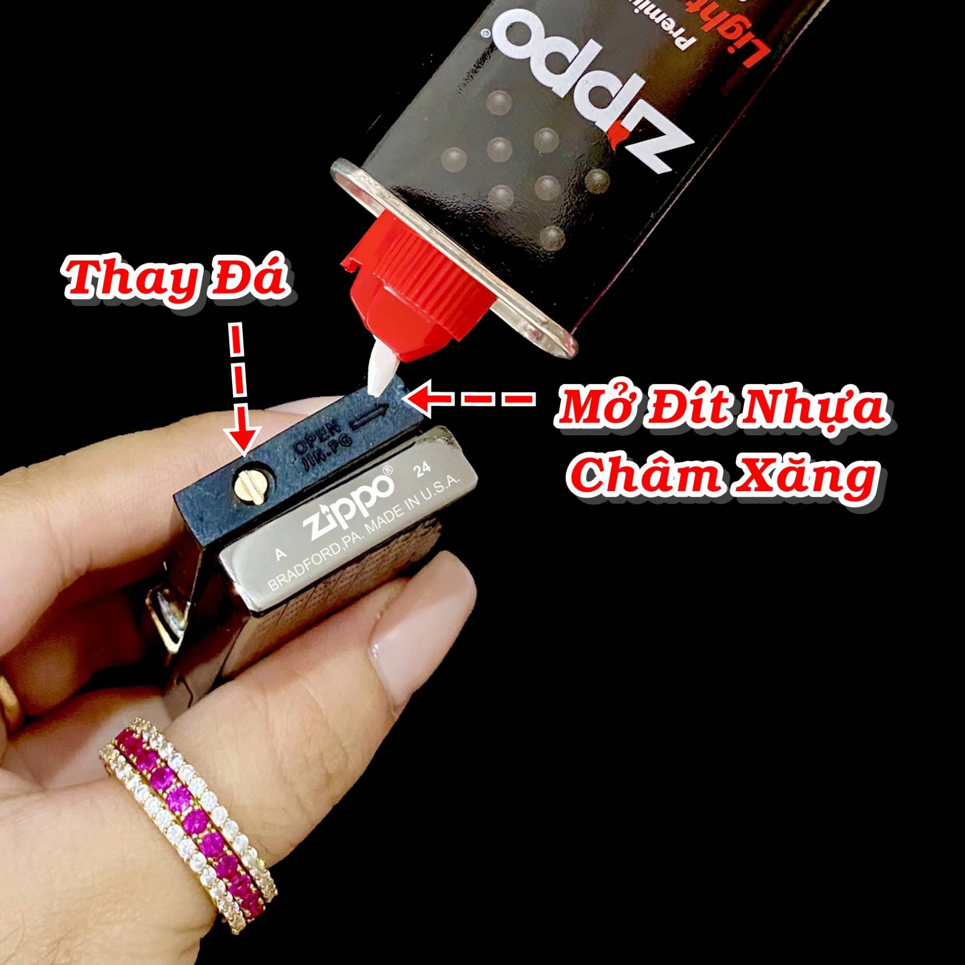 bật lửa zippo vân kim cương slim - xài gas