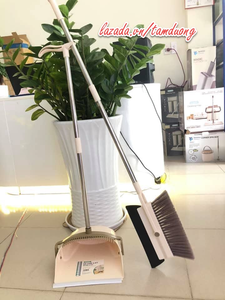 Bộ chổi và ky đa năng Inochi CK4 (lông chổi mịn quét được bụi, cát, lông thú cưng) [HCM-Giao hoả tốc 2h]