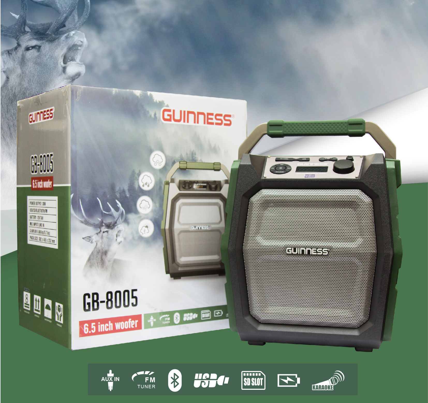 [HCM]Loa karaoke bluetooth di động GUINNESS GB 8005
