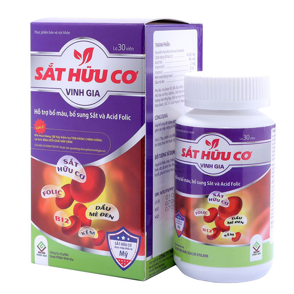 Sắt hữu cơ Vinh Gia – Hỗ trợ bổ sung Sắt cho bà bầu, người thiếu máu