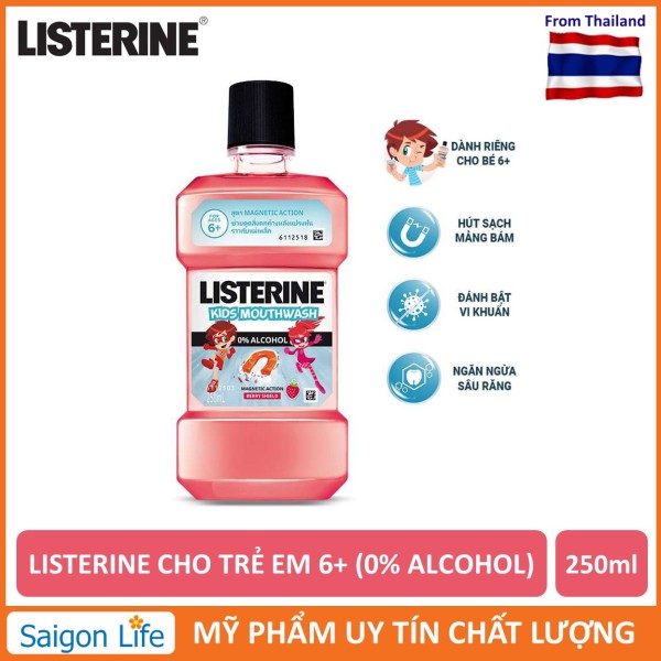Nước Súc Miệng Listerine Kids Ngừa Sâu Răng Dành Cho Trẻ Em Listerine Kids 0% Alcohol Mouthwash 250ml