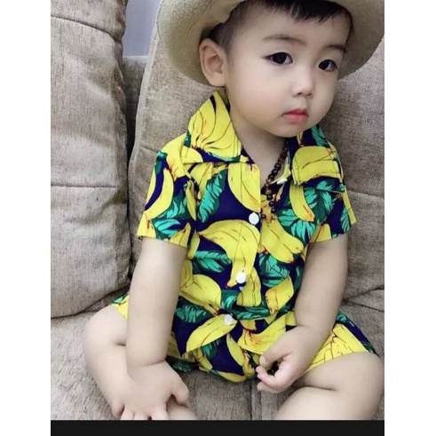 Đồ bộ đi biển nam nữ mẫu trái chuối (hình thật)
