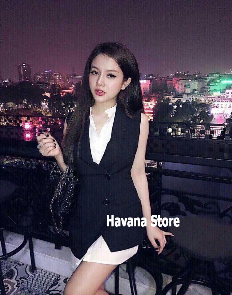[HCM]Set Đầm Sơ Mi Kèm Áo Khoác Thời Trang Havana