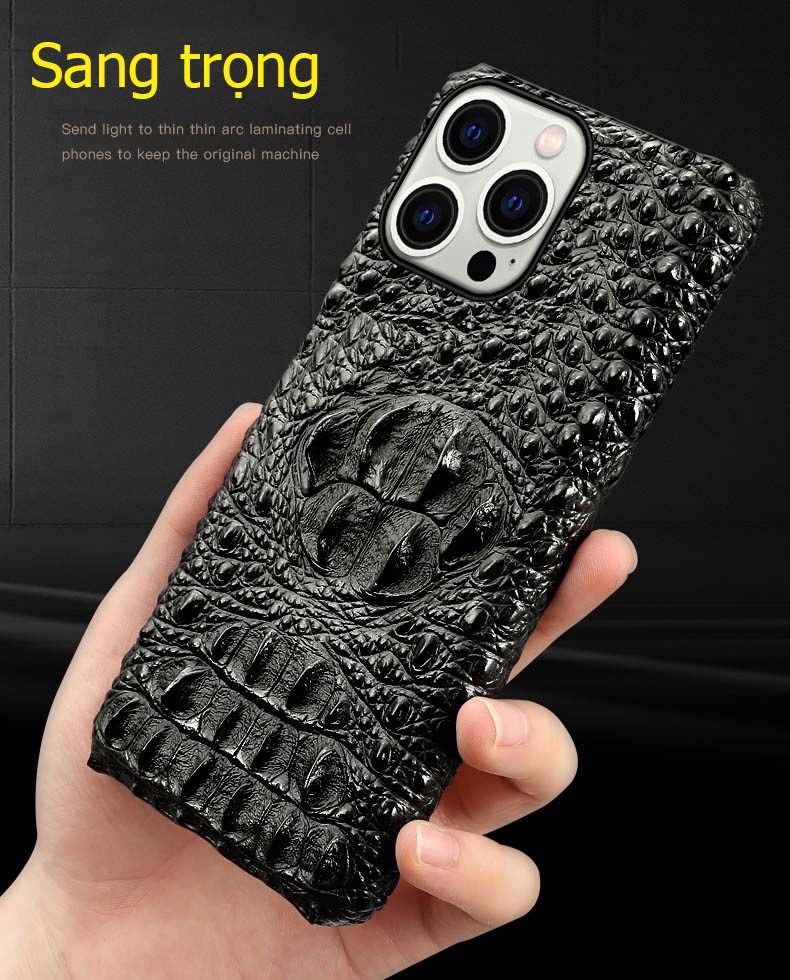 Ốp lưng da iphone 14 pro max vân gù cá sấu sang trọng