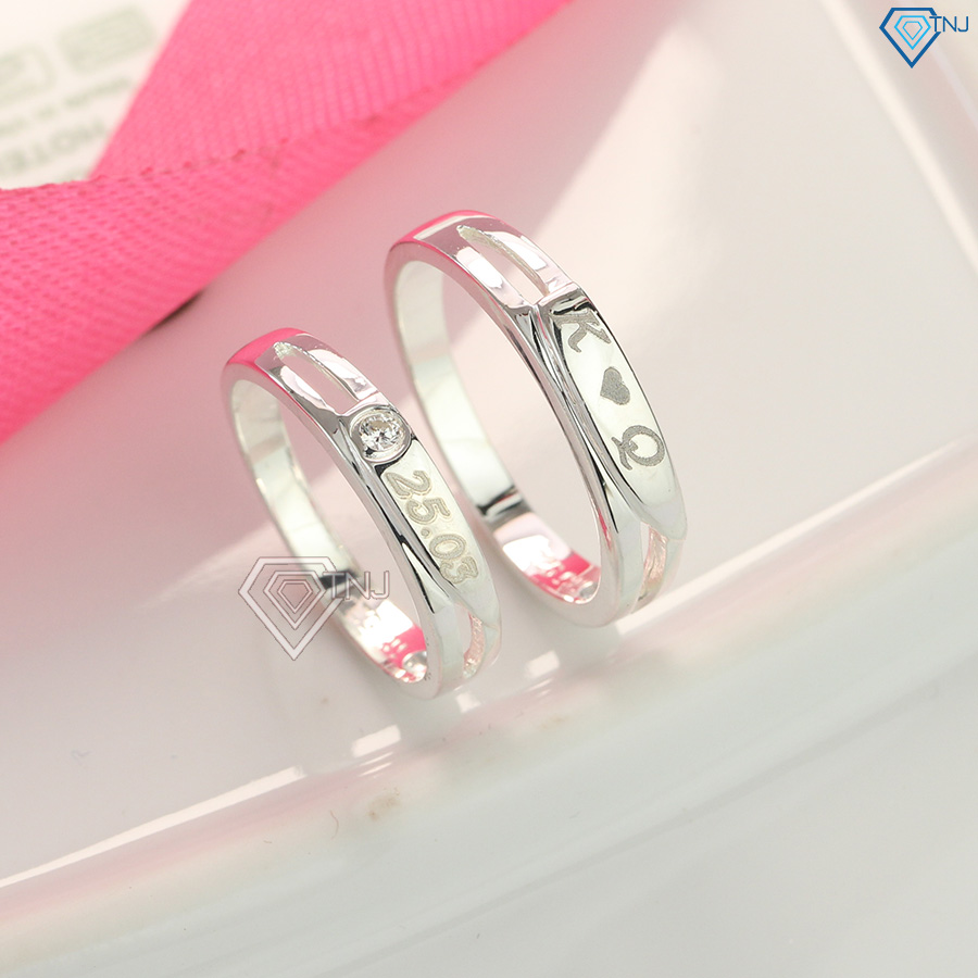 Nhẫn cặp đôi bạc thật khắc tên ND0420 - Trang Sức TNJ