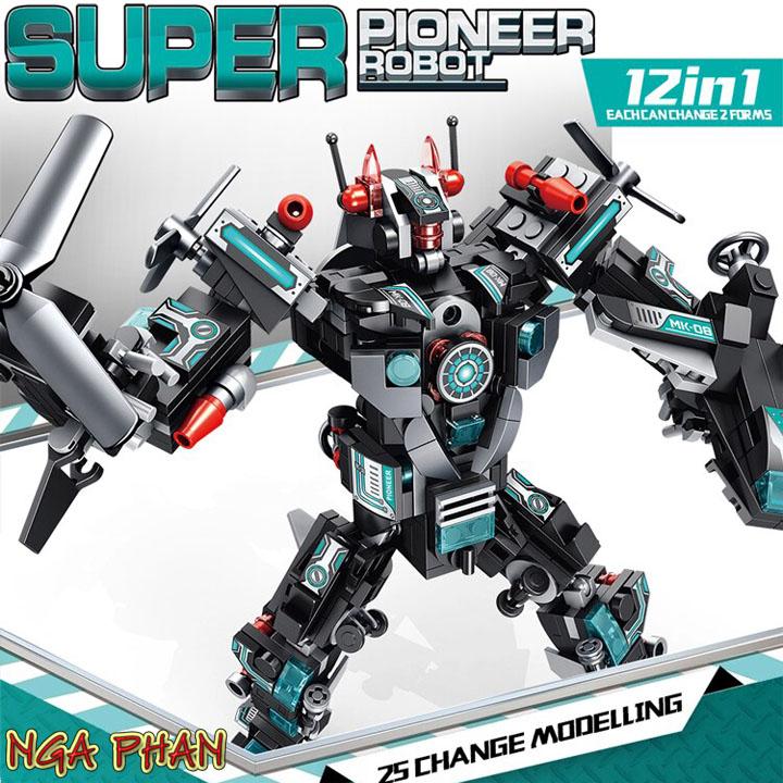 Siêu Robot Tiên Phong 577 Chi Tiết 12 Trong 1 Panlos Đồ Chơi Xếp Hình Lắp Ráp MOC DIY