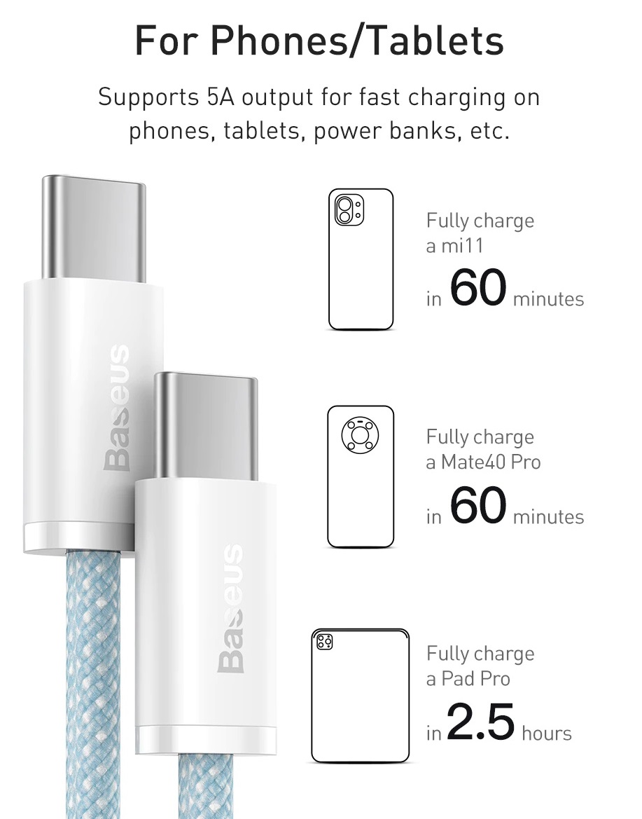 Cáp sạc nhanh Baseus Type C 100W, Baseus Dynamic Series Fast Charging Data Cable Type C to Type C 100W dây dù chống rối, đứt gãy