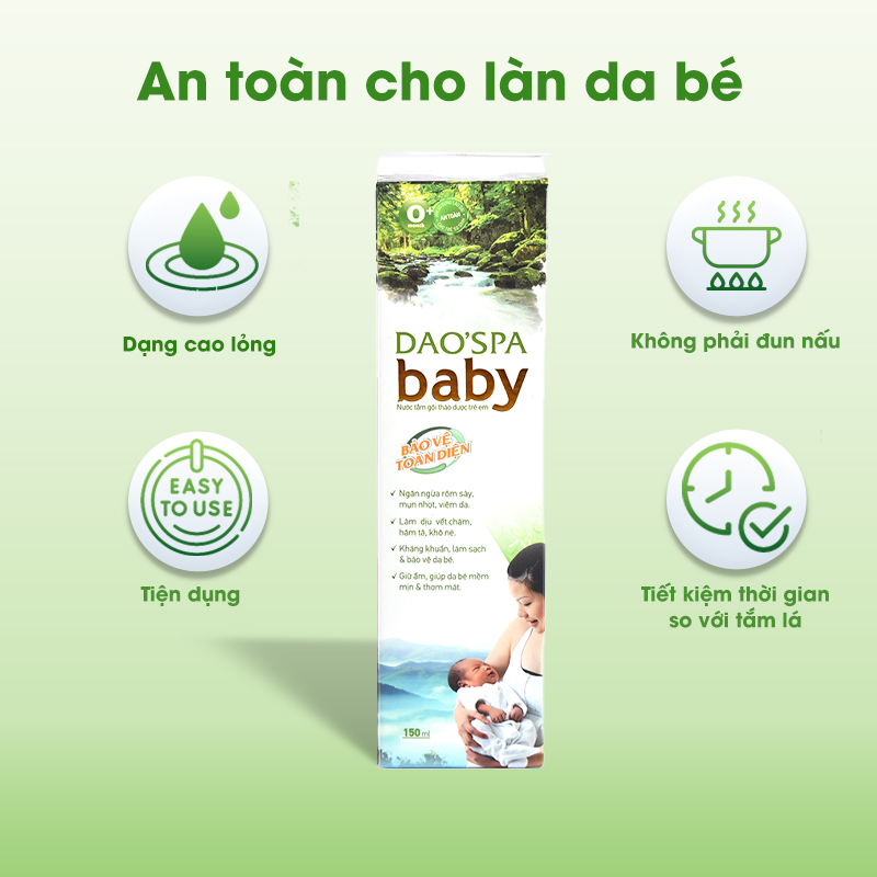 Nước tắm bé thảo dược Dao'Spa Baby - Chai 150ml