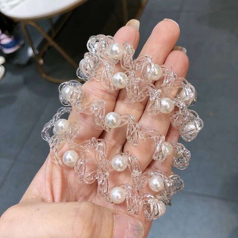 [FREESHIP + HOÀN TIỀN 50K] [ HOT ] Dây Cột Tóc Lò So Trong Suốt Đính Ngọc Trai Phong Cách Hàn Quốc Hot Trend Cực Hot  Dây Buộc Tóc Nữ Đẹp  Dây Buộc Tóc Lò So Hàn Quốc Dây Buộc Tóc Trong Suốt Đính Hạt PKHP0010