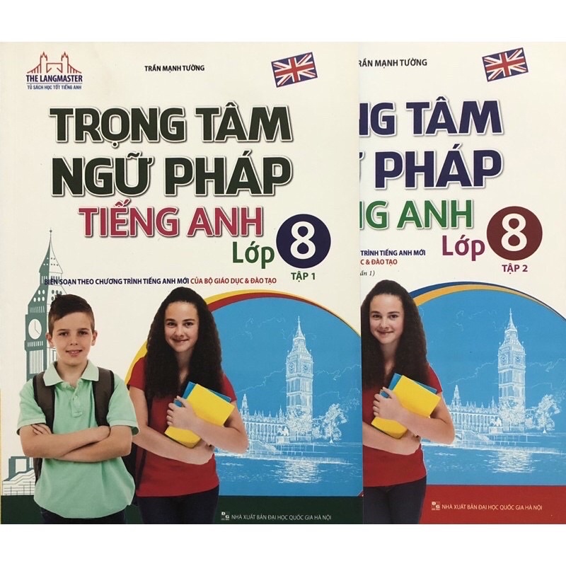 Sách - combo trọng tâm ngữ pháp tiếng anh lớp 8 tập 1 - tập 2