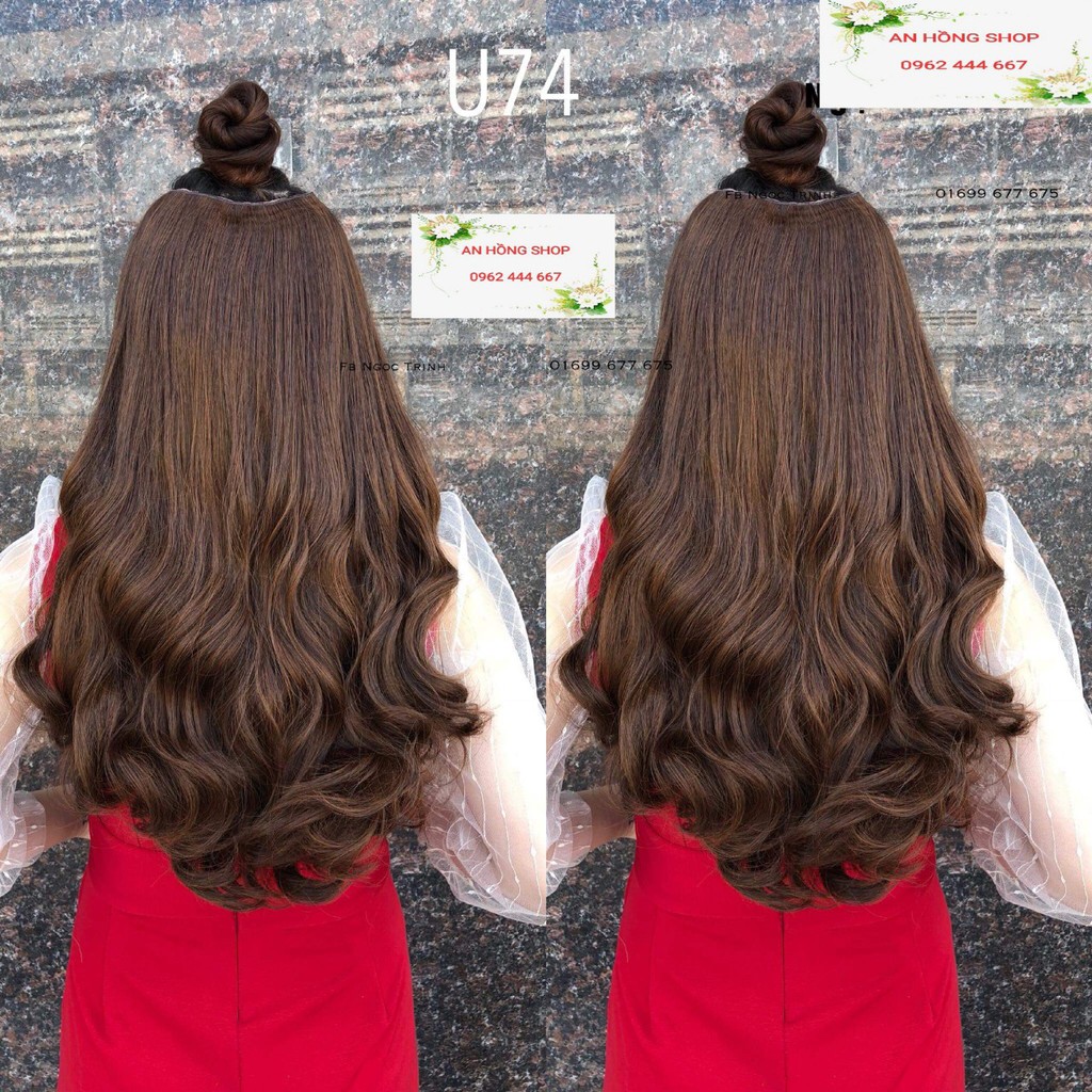 Tóc giả kẹp u xoăn cao cấp( hình thật 100% )
