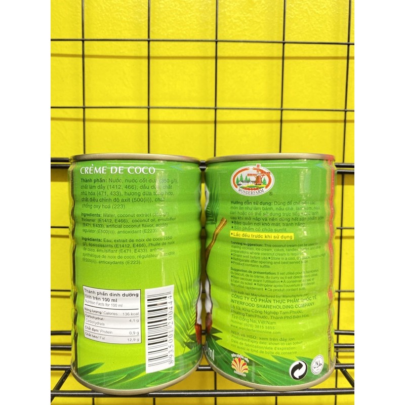 Nước Cốt Dừa Wonderfarm Lon 400Ml