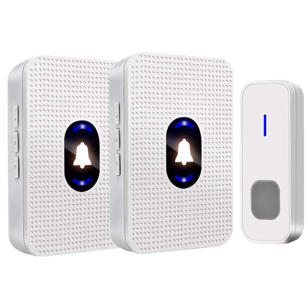 Bảng giá Wireless Doorbell Waterproof Door Bell Chime Kit with 1 Push Button 2 Receiver Led Night Light for Home Office US Plug