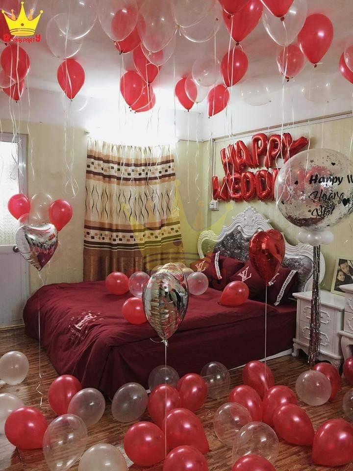 Set bóng trang trí phòng cưới phòng tân hôn màu đỏ