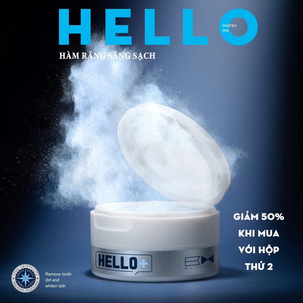 Kem Đánh Răng BLUEMAN50g Dạng Bột Ngọc Trai Giúp Răng Trắng Sáng