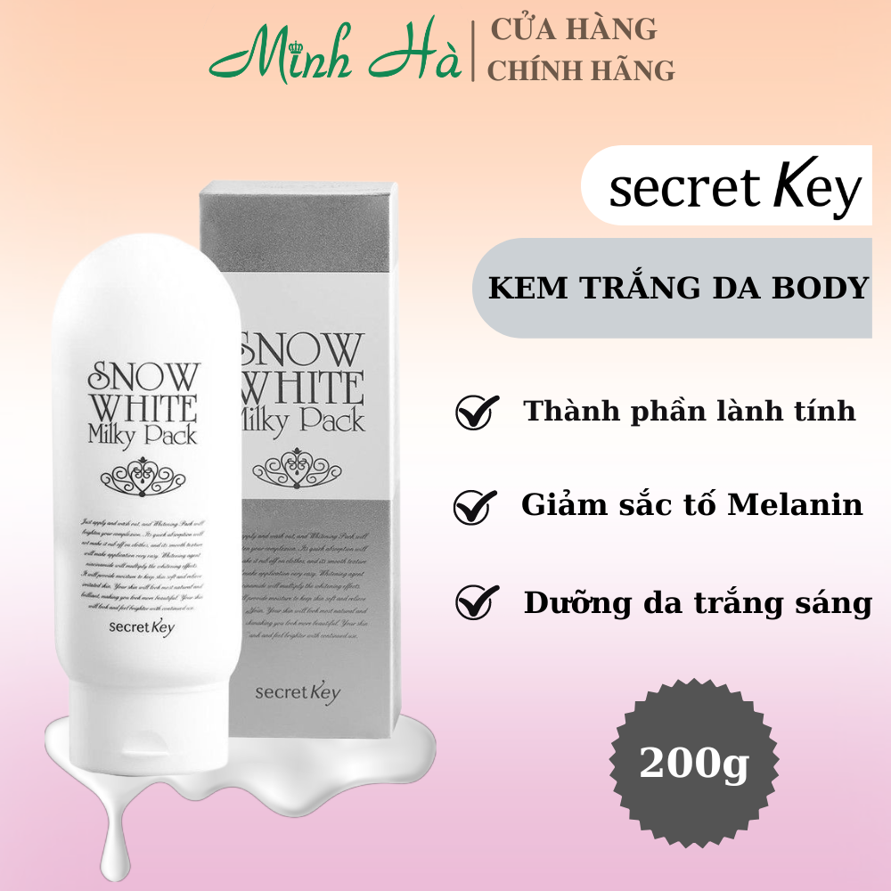 Kem dưỡng trắng toàn thân Secret Key Snow White Milky Pack 200g