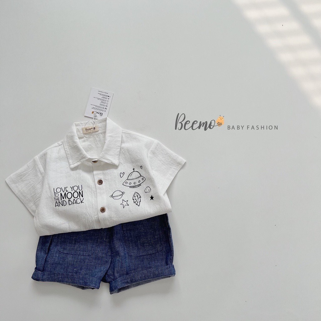 Bộ quần áo cộc tay bé trai họa tiết tàu vũ trụ Beemo B128