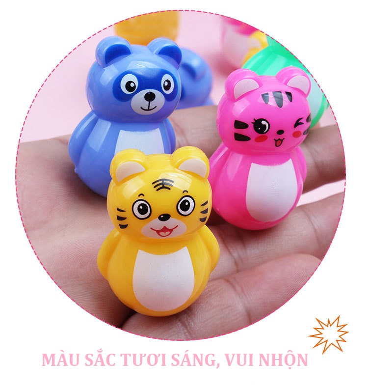 [HCM]Combo 4 con lật đật mini hình thú hoạt hình dễ thương cho bé
