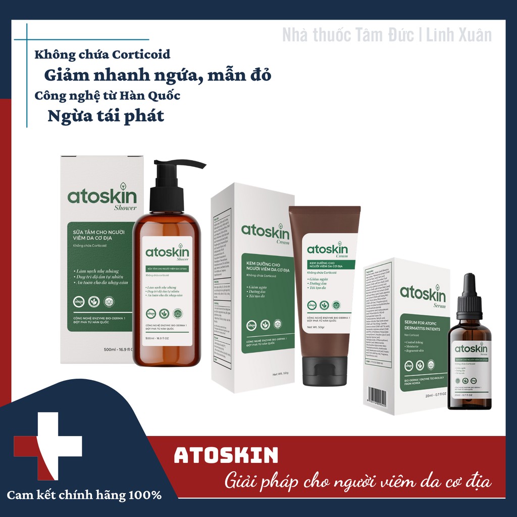 ATOSKIN - Bộ sản phẩm cho da cơ địa sữa tắm shower, serum, kem, cream