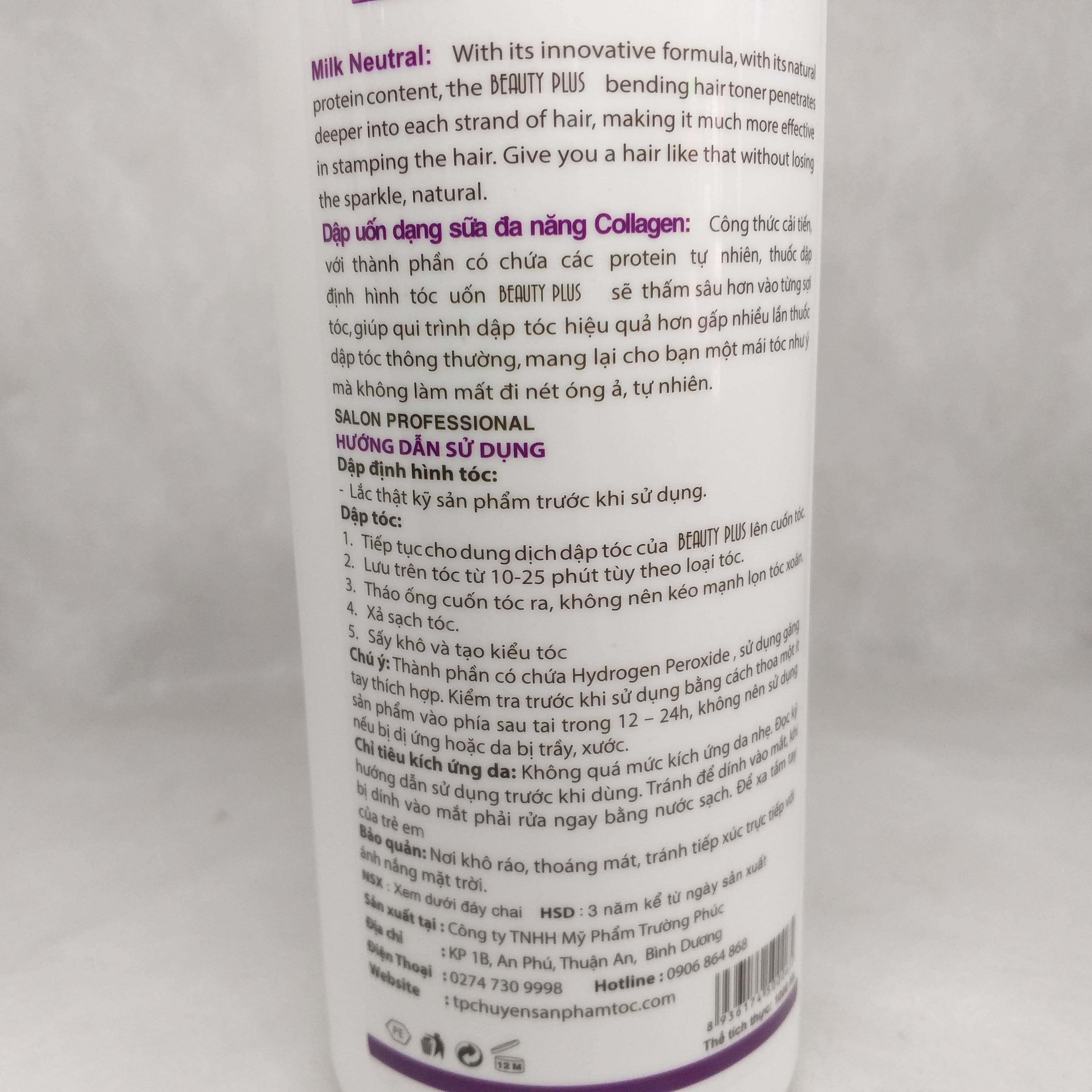 [HCM]Dập uốn tóc dạng  sữa Beauty Plus 1000ml ( Dập uốn nóng và uốn lạnh )