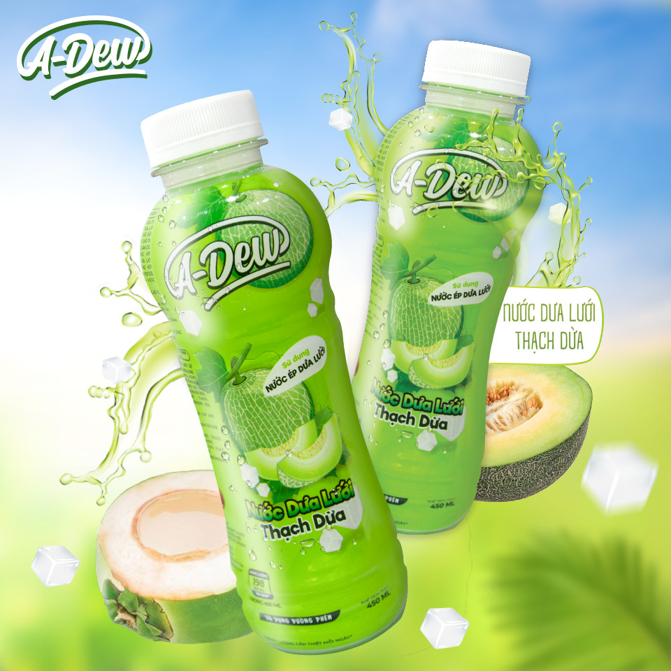 Nước Dưa Lưới Thạch Dừa A-Dew 450ml - Lốc 6 Chai
