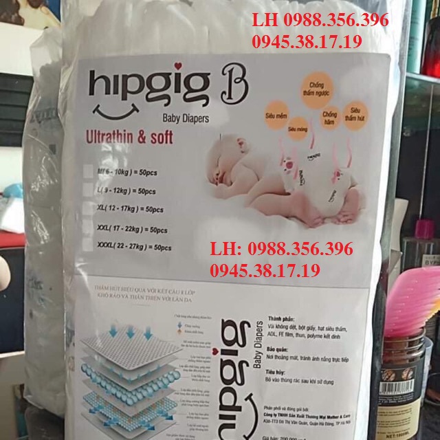 Chuyên sỉ Bỉm quần hipgig - Combo 100 miếng (2 bịch), cam kết chất lượng, siêu thấm chống hăm cho bé