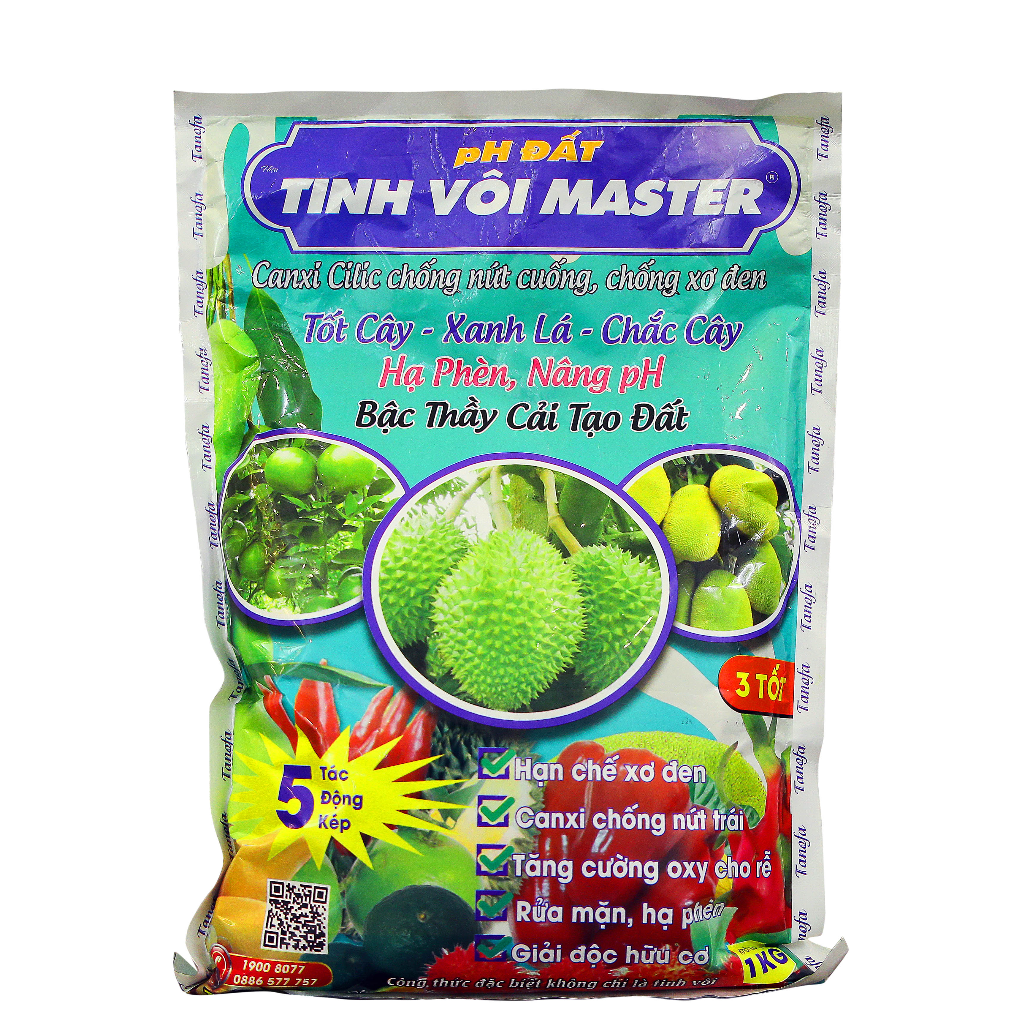Tinh vôi master Rửa mặn, hạ phèn, nâng pH đất gói 1kg