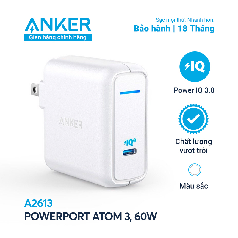 Sạc ANKER PowerPort Atom III 1 cổng PIQ 3.0 60W - A2613