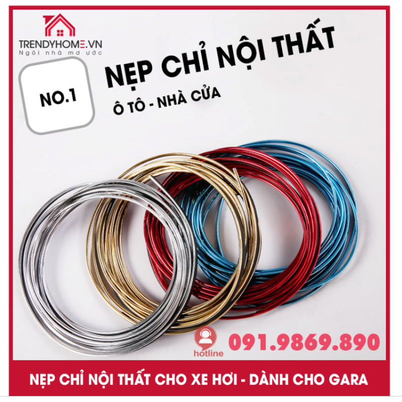 Chỉ viền trang trí nội thất ô tô (cuộn 5m) Chỉ nẹp viền nội thất xe hơi, dây viền trang trí nội thất ô tô, chỉ nội thất ô tô