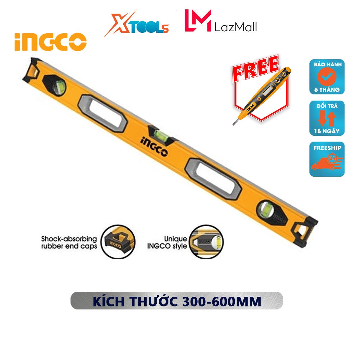 Size glass aluminum premium ingco | Digital protractor digital size: 300-600mm thickness aluminum 1.5mm used to measure the righting [genuine] [XTools]