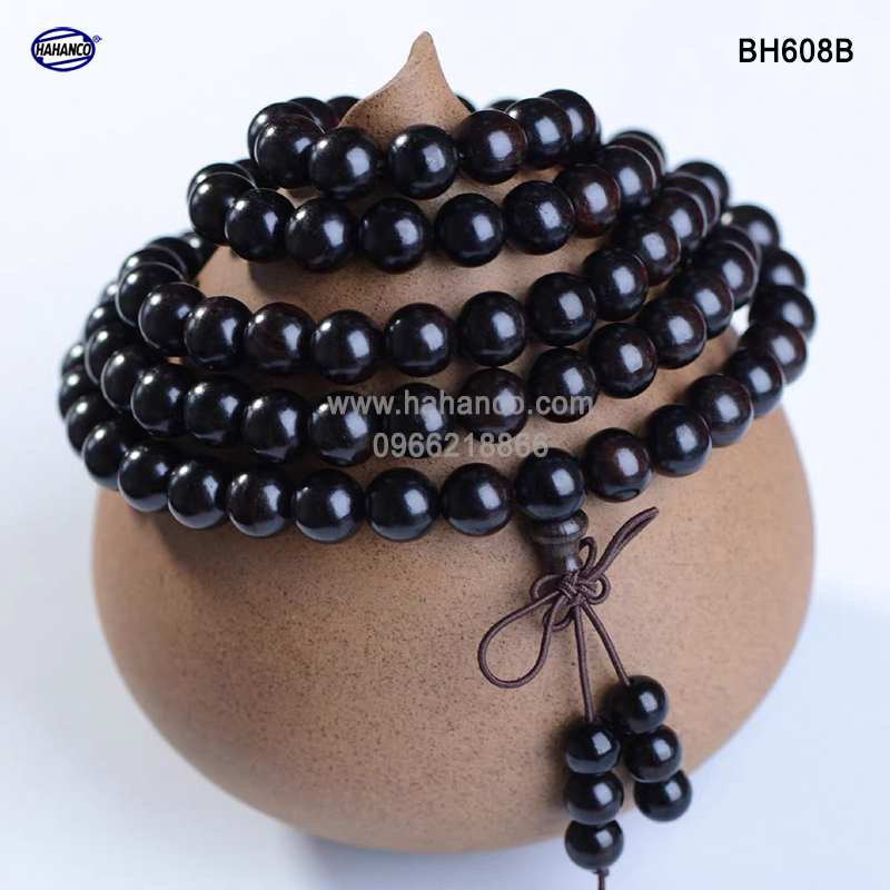 Chuỗi vòng tay/cổ 2 trong 1 với 108 hạt/8mm bằng sừng phong thủy - Tĩnh Tâm (BH608)