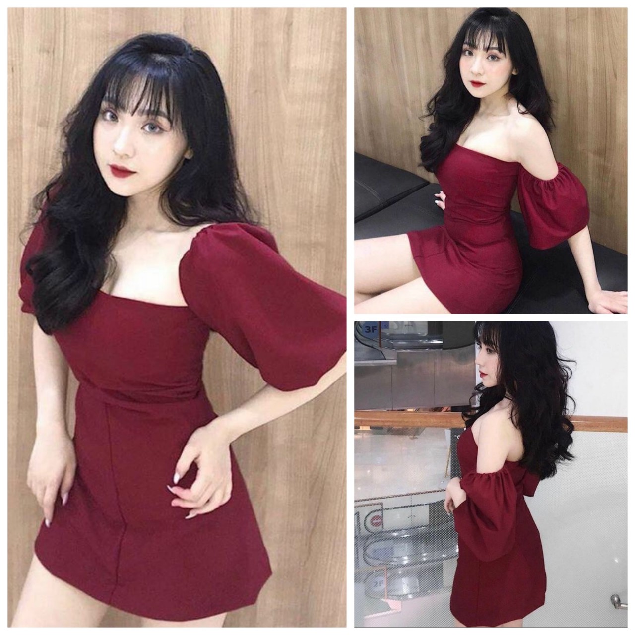 Đầm đỏ ôm body trẻ vai NGOCTRANSHOP - NT8217