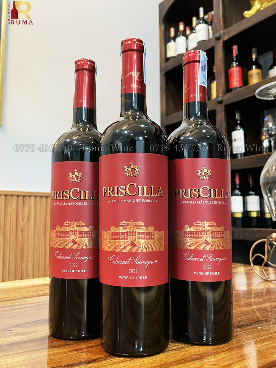 Vang Chile PrisCilla nhập khẩu - Nước Nho không qua chưng cất