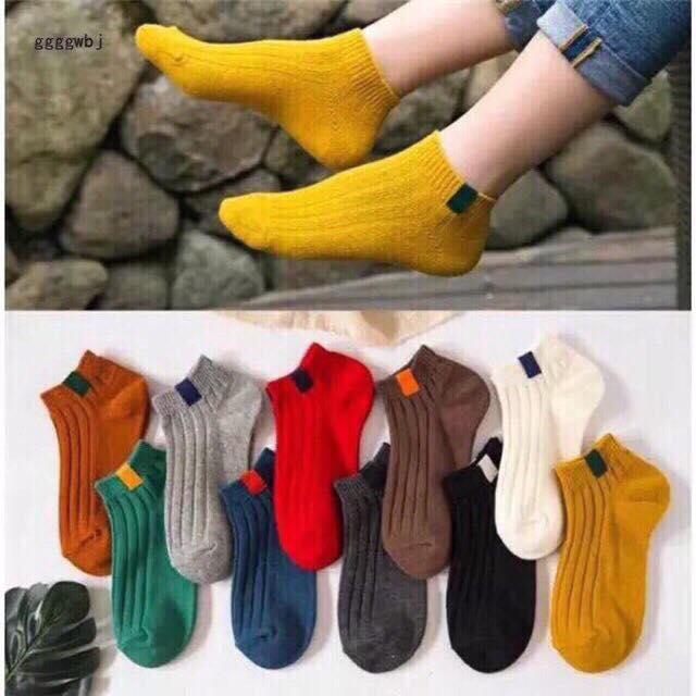 Set 10 Đôi Tất Gân Vintage Cổ Ngắn (Nhiều Màu)