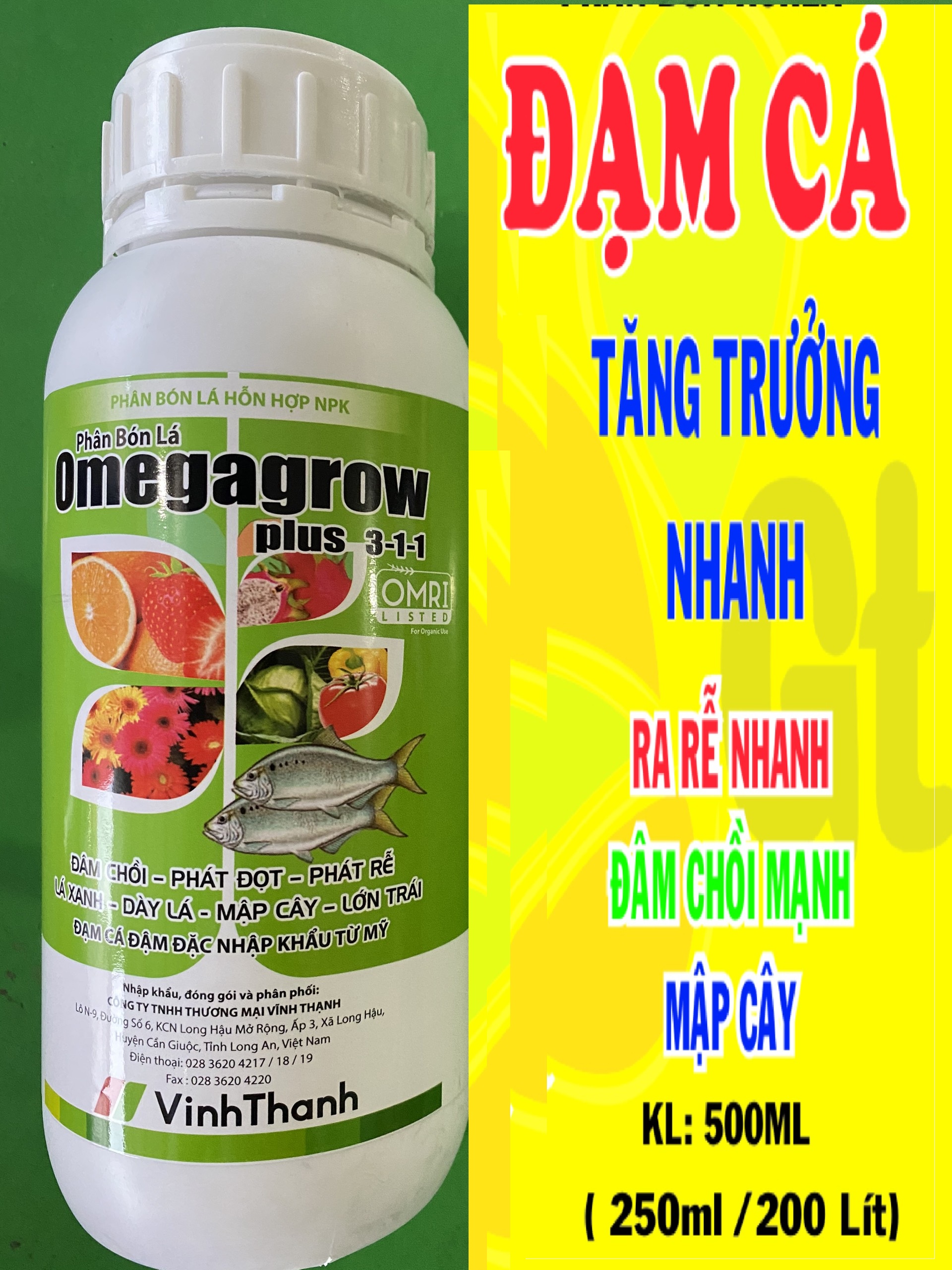 Phân bón đạm cá mỹ - kl: 500ml siêu tăng trưởng, ra rễ mạnh, đam chồi mạnh