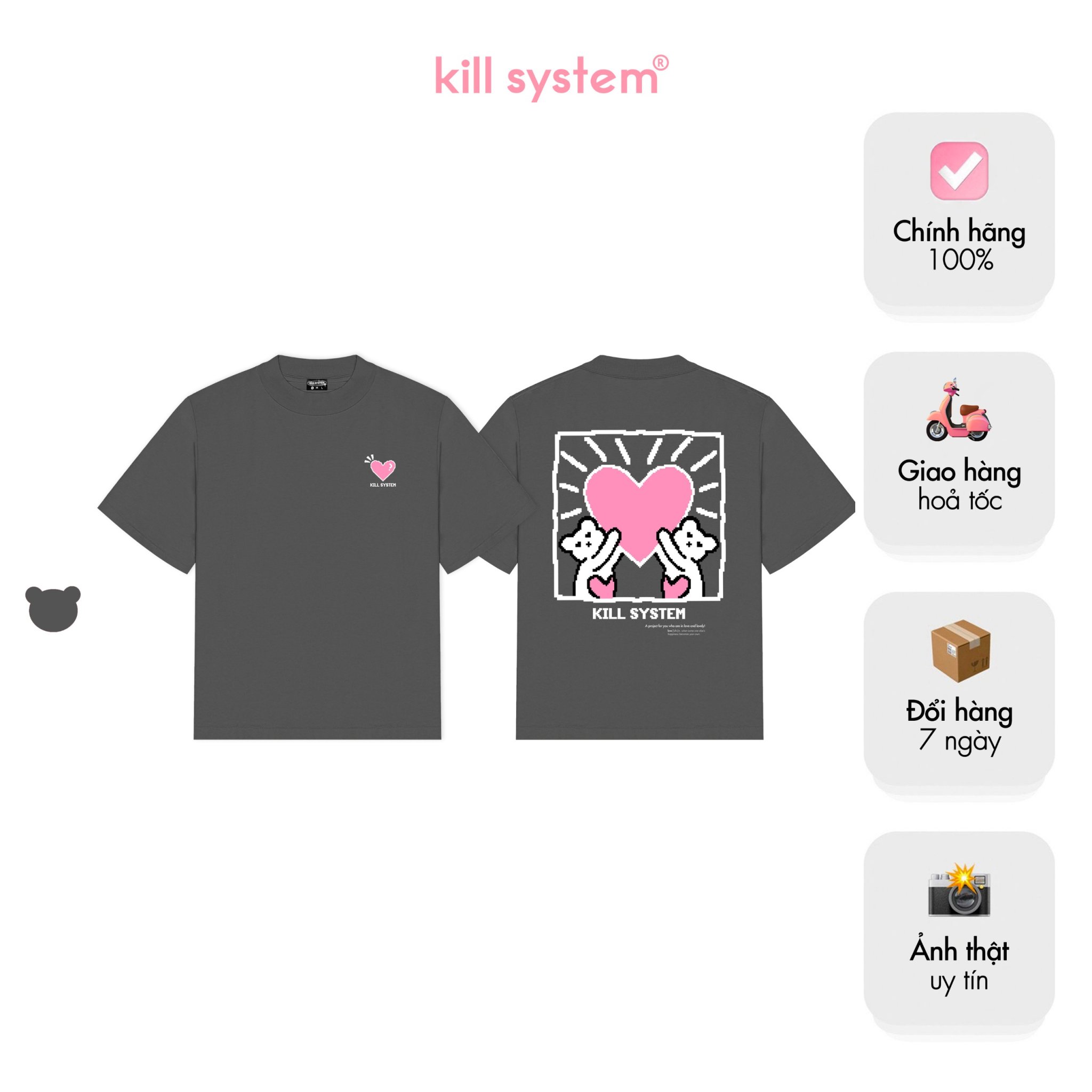 Áo thun Killsystem oversize Sarang Tee hình in tay ngắn nam nữ