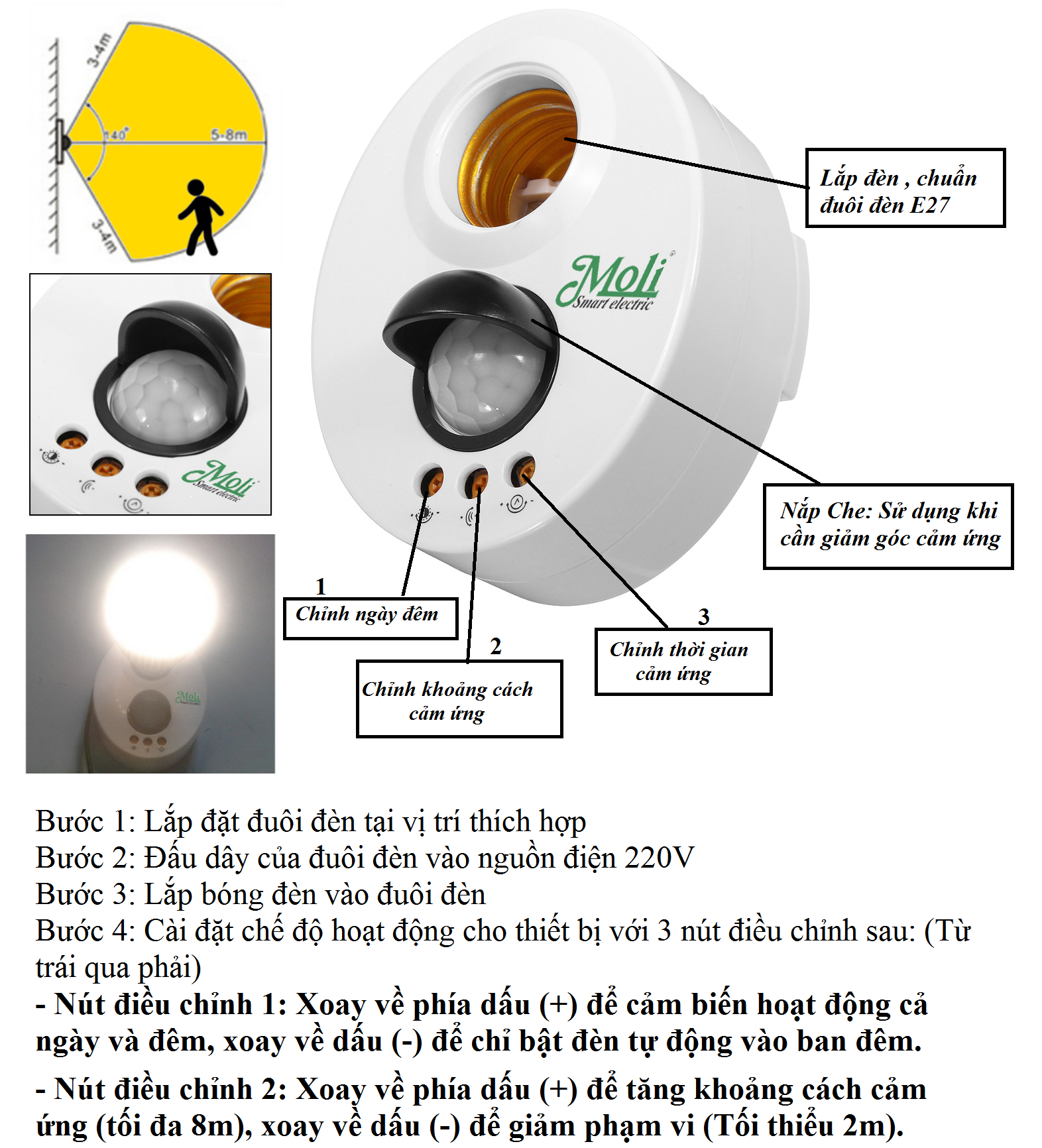 [HCM]Đuôi Đèn Cảm Ứng Chính Hãng Siêu Nhạy