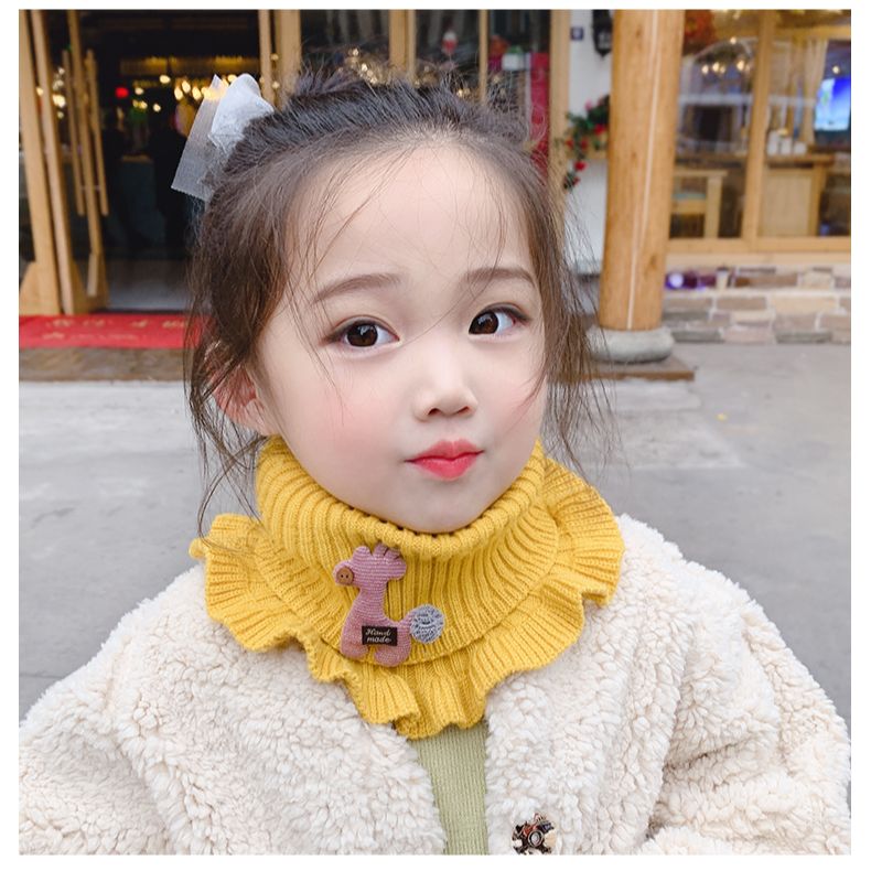 Khăn len ống cổ nhúng bèo hình hưu bé gái 1-8 tuổi