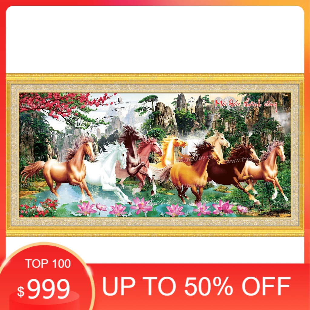 Tranh đính đá mã đáo thành công . kích thước: 1m2 x 60cm