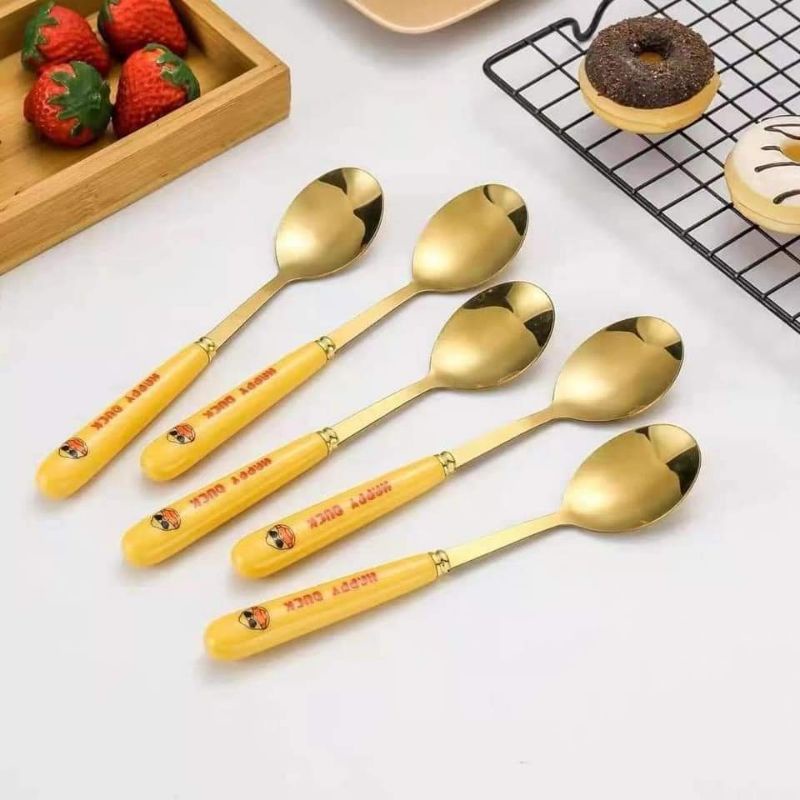 set 6 thìa inox hình vịt vàng dễ thương