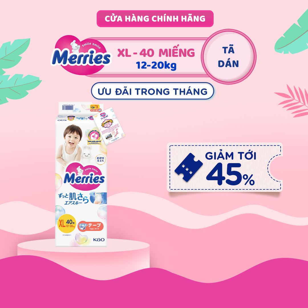Tã/bỉm dán Merries size XL - 40 miếng (dành cho bé từ 12 - 20kg)