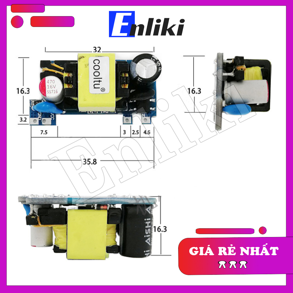 AC-DC Mạch Nguồn Mini 220V-24V 0.5A