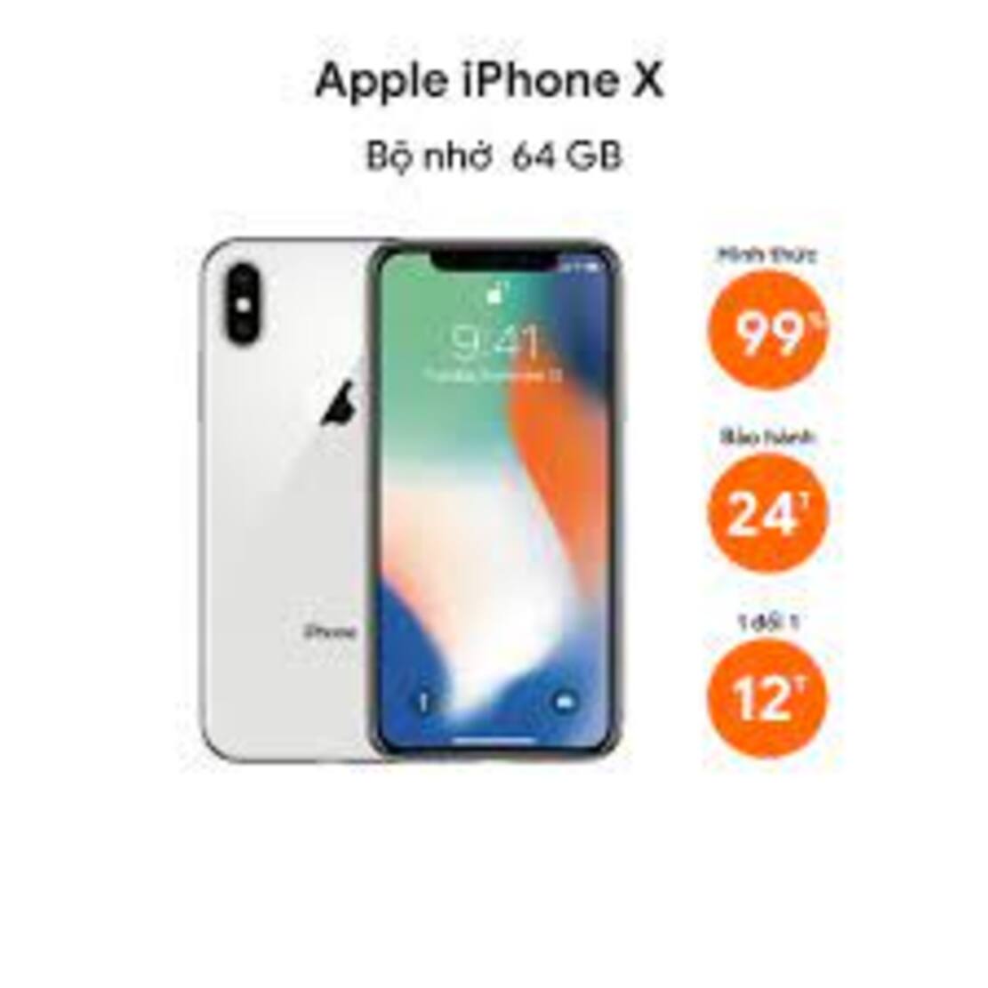 Điện thoại Iphơne X 64G bản Quốc Tế Chính Hãng, Màn hình: OLED5.8"Super Retina, Camera sau: 2 camera 12 MP Camera trước: 7 MP, Cày Game nặng mượt,Bảo hành 12 tháng