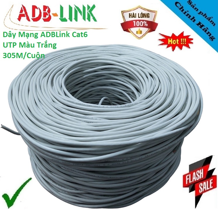 Cuộn Dây Cáp Mang ADB Link Cat6 UTP 305M Cuộn Màu Trắng