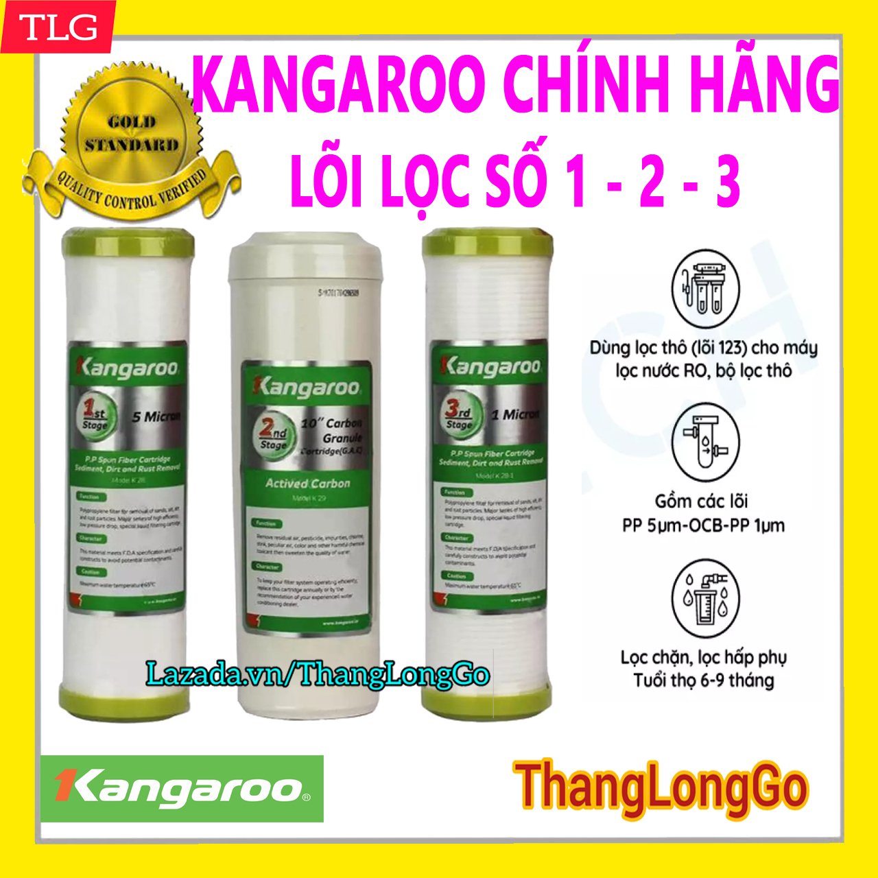 COMBO 7 LÕI LỌC NƯỚC KANGAROO | DÀNH CHO MÁY 7 CẤP LỌC KANGAROO