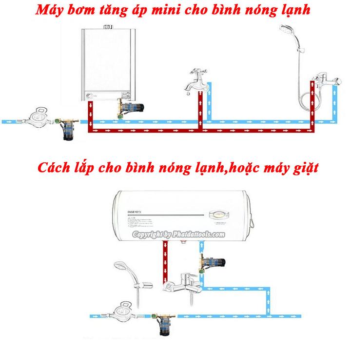 Máy Bơm Tăng Áp Đóng NgắtTự Động -Tăng Áp Cho Máy Giặt, Sen Vòi, Bình Nóng Lạnh,Thiết Bị Vệ Sinh