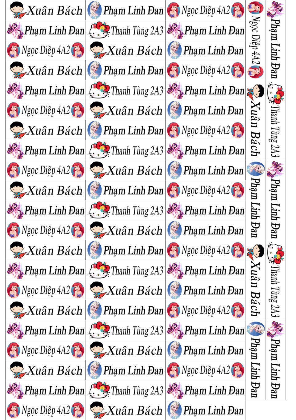 Sticker dán tên 73 đến 365 cái 1cm x4cm đặt theo yêu cầu