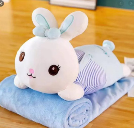 Chăn Mền Thỏ, Gấu Bông Kèm Mền 3in1 Thỏ Đáng Yêu, Gối Ôm Con Thỏ Kèm Mền 1m7, Chất Bông Mền Mịn, kèm Video Thật