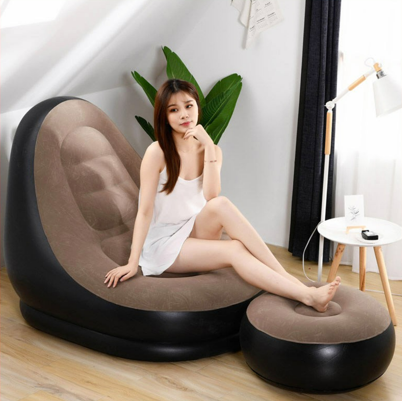 { TẶNG KÈM MÁY BƠM } Ghế Nệm Hơi Tựa Lưng Intime 2 Chi Tiết Chống Mỏi Cổ Và Mỏi Lưng Cao Cấp - Ghế Hơi Tựa Lưng Intex Vỏ Nhung, Thiết Kế Sang Trọng, Thích Hợp Cho Thư Giãn Nghỉ Ngơi